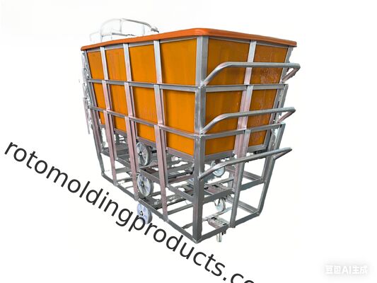 1300L Ergonomischer Rotomolded Poly Box Truck Schwerlaststoffwagen mit verzinktem Stahl